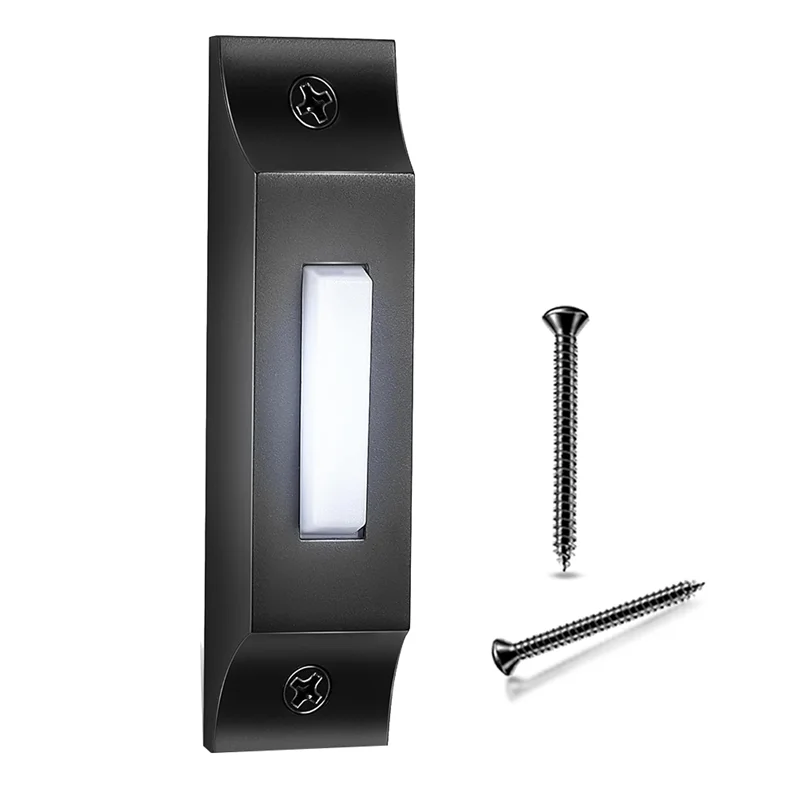 Botón de timbre iluminado ABJO-LED, botones pulsadores de timbre de puerta montados en la pared de Metal sólido y elegante para el hogar, puerta de garaje Universal