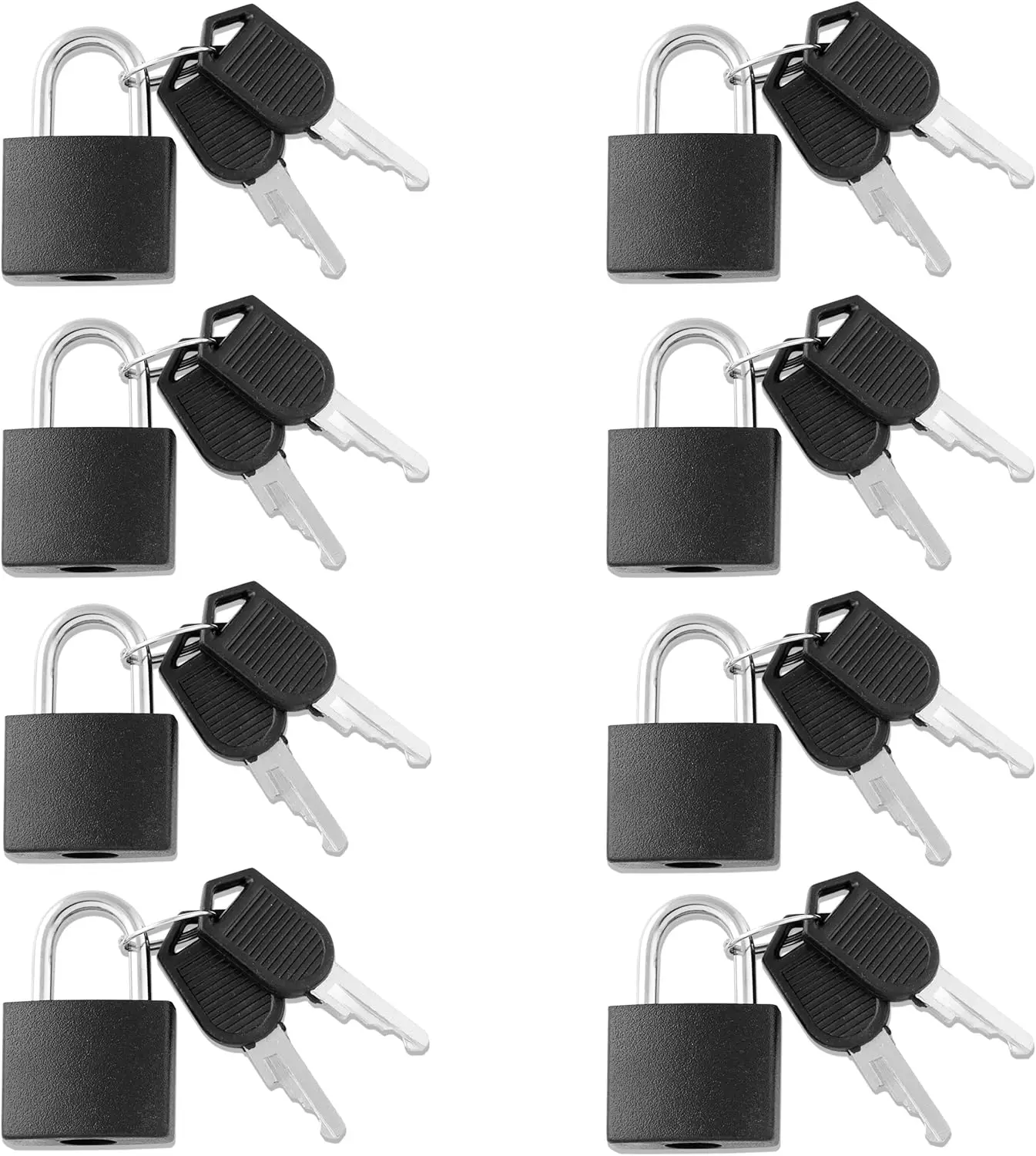 

8 Pack Solid Brass Padlocks, Individually Keyed, Durable ABS Cover
