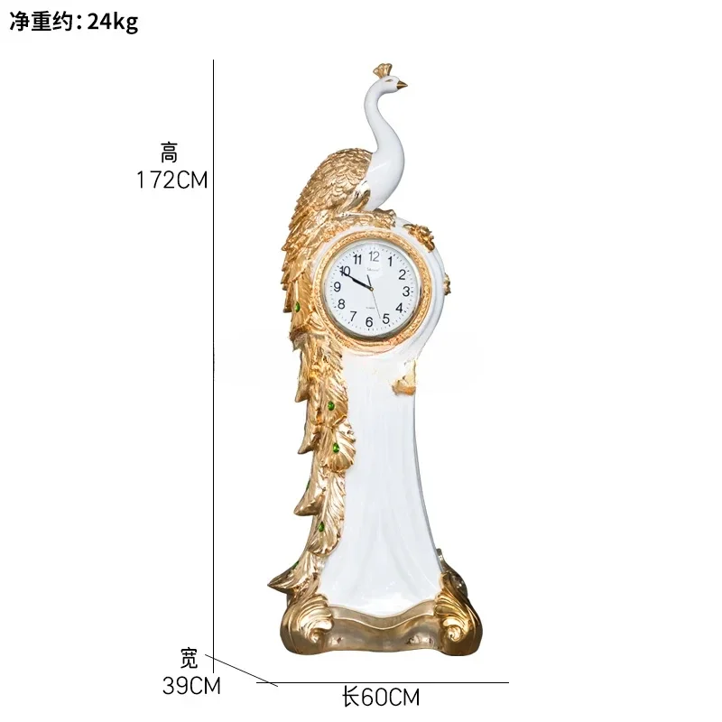European Phoenix Peacock Floor Large Clock Vertical Living Room and Hotel Lobby Club Station Clock Decoration Decorations