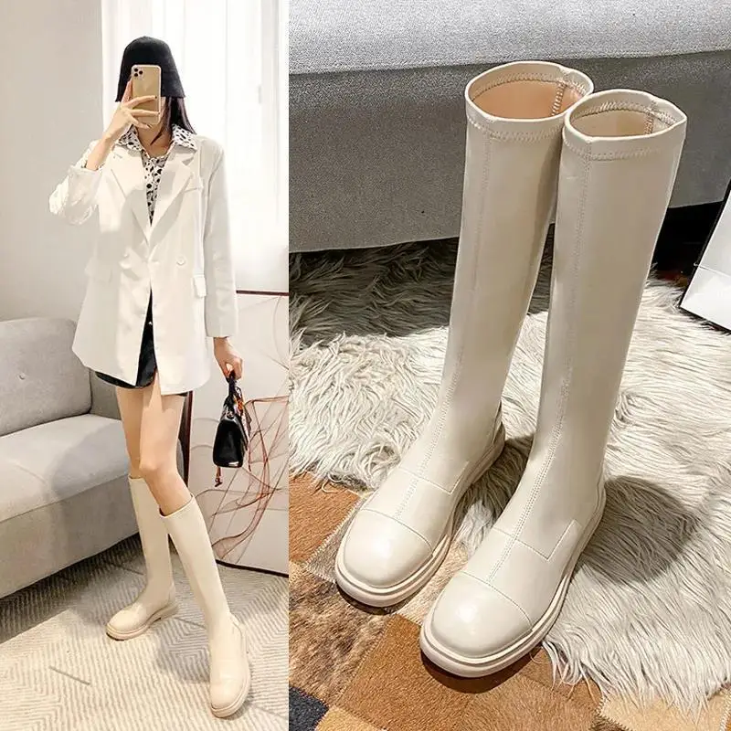 

High quality autumn and winter new soft leather British style knight boots thigh-high boots fashion look thinner than knee boots