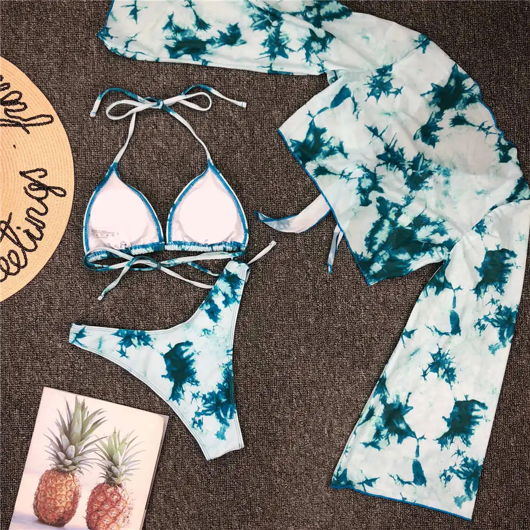 Neuer sexy Batik-Bikini, Damen-Badeanzug, dreiteiliges Bikini-Set, Neckholder-Badeanzug, Badebekleidung, Strandmode für Damen V1878P – Detail 40