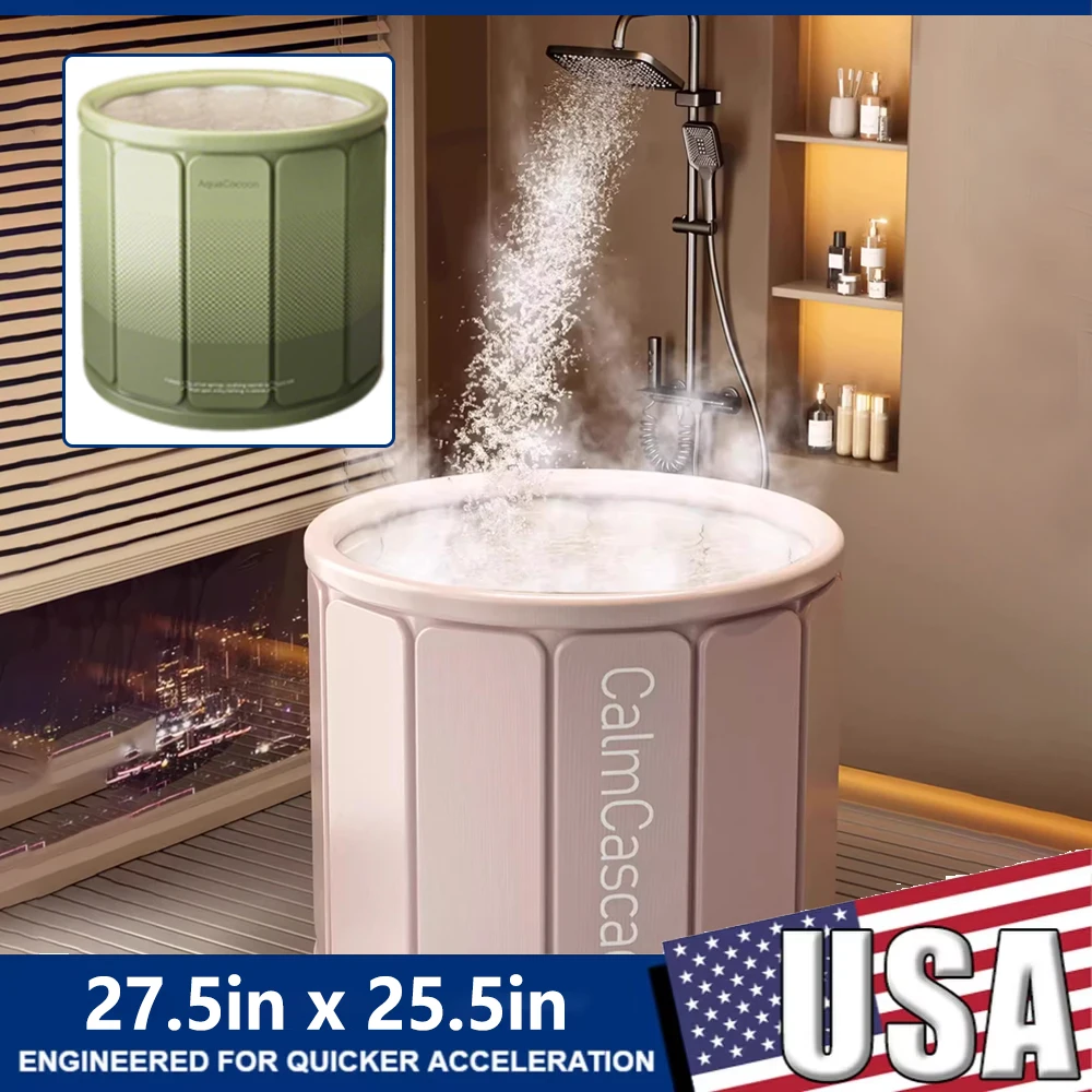 Foldable Bath Tub Home Portable Bathtub For Adult Children Full Body SPA  Thickened Bath Bucket Temperature Locked Shower Basin