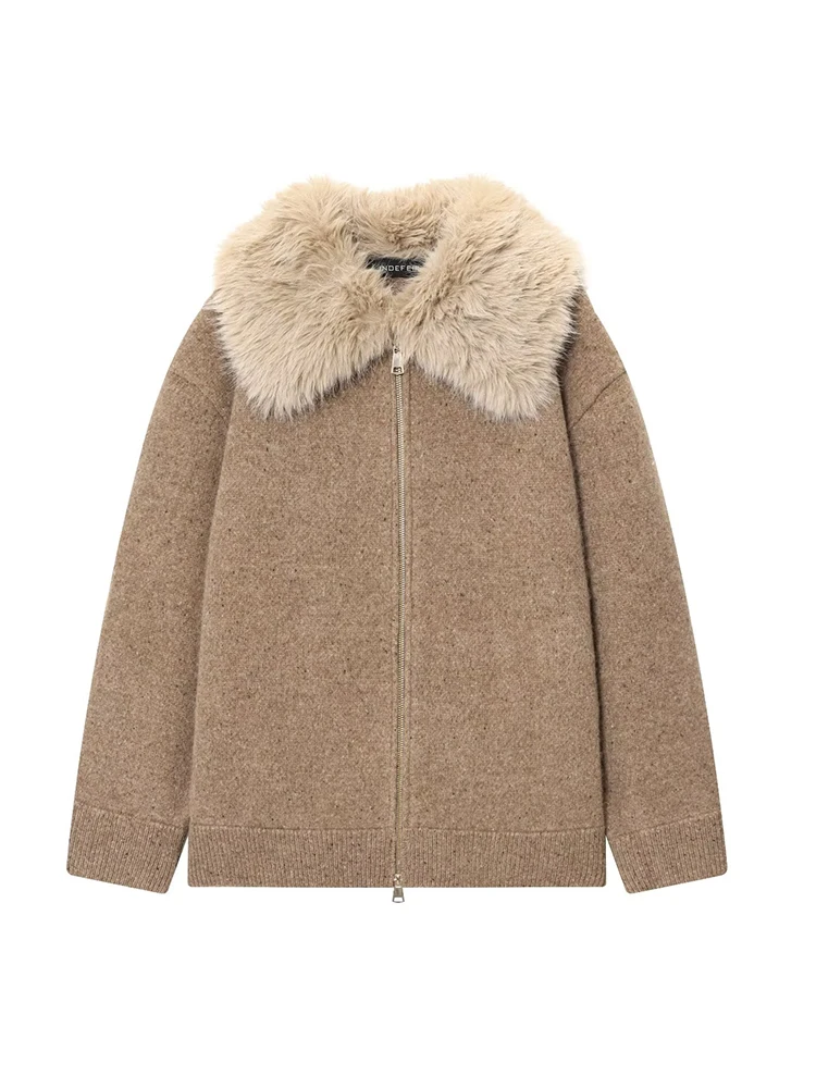 

Женские куртки, осень-зима 2024, новая мода, пальто с меховым воротником, куртка на молнии с длинными рукавами, женские уличные элегантные новые пальто