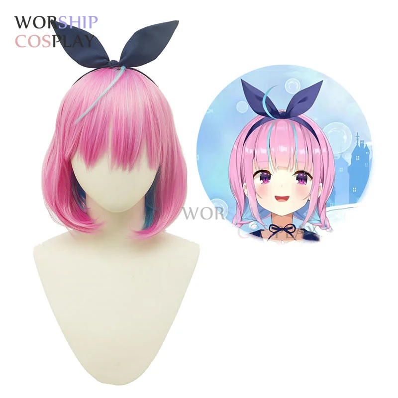 

Minato Aqua Cosplay Wig Hair band Costume Party Halloween Headwear Bow headdress Cosplay Prop ‌hololive YouTube Short Hair Wig