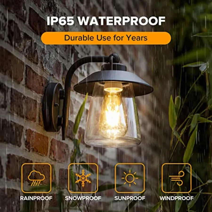 Outdoor Indoor Wall Lantern, Farmhouse Barn Wall Sconce Lighting Fixture, Matte Black Finish Anti-Rust Wall Mount Light, Waterp