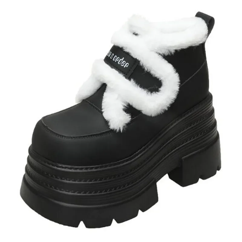 

Брендовые зимние ботинки, женские теплые хлопковые зимние туфли, модные кроссовки на высокой платформе 10 см, замшевые женские туфли на толстом каблуке, Botas Mujer