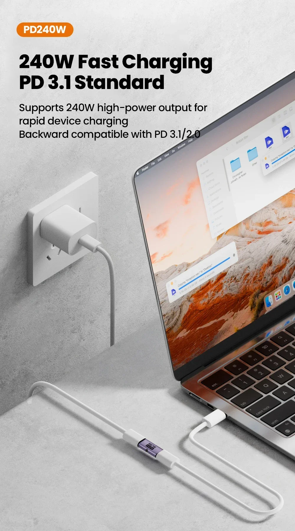 USB C to C Adapter PD3.1 240W Female to Female 80Gbps Fast Charging 16K 60Hz High Speed Type C Connector Converter
