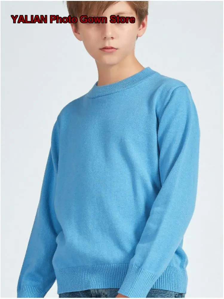 Older Kids Boys Girls Pure Cotton Mock Neck Base Layer Top Round Neck