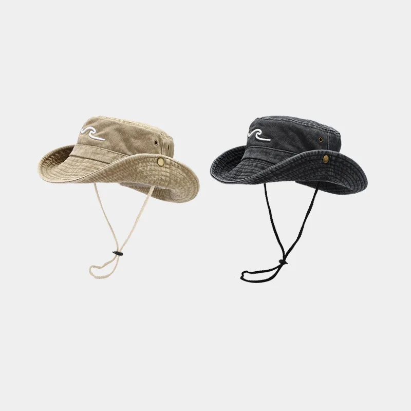 

Embroidered Pattern Bucket Hat Women Fisherman Hat Outdoor Travel Panama Hat Fishing Hunting Cap Sun Protection Caps Men