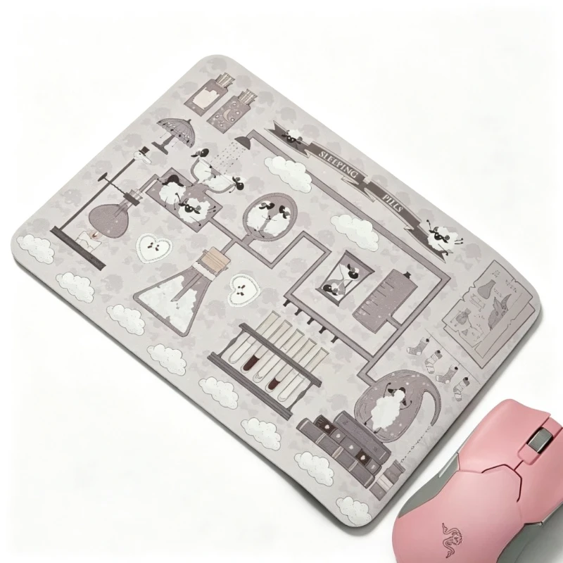 Kawaii Cat Mouse Pad Girl Cute Literary Cartoon Office Gamer Set Computer Desk Mats Thickened Non-slip Waterproof Keyboard Mat