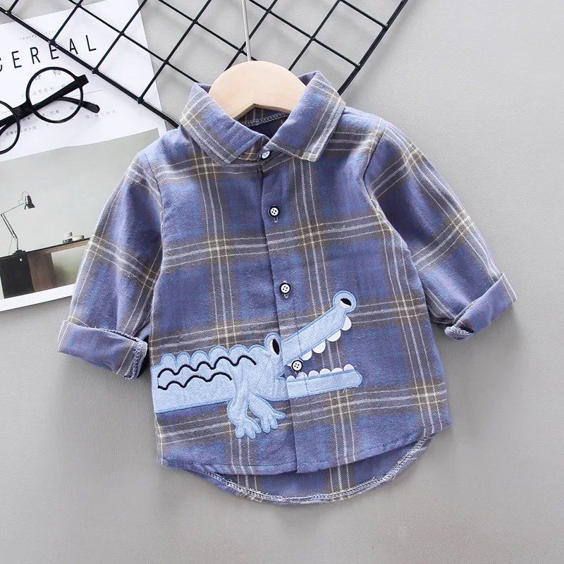 2023 Spring Boys Plaid Shirts Kids Long Sleeve Cotton Clothes Costume Baby Girl School Blouse Red Top Tee Shirts Outfit 18M-7Y