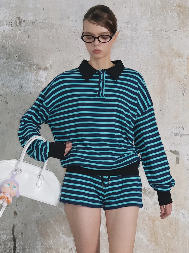 

2 Piece Set Women Tracksuit Autumn Winter Casual Outfits Top And Shorts Sweat Suits Lounge Wear Two Piece Matching Sets Outfit