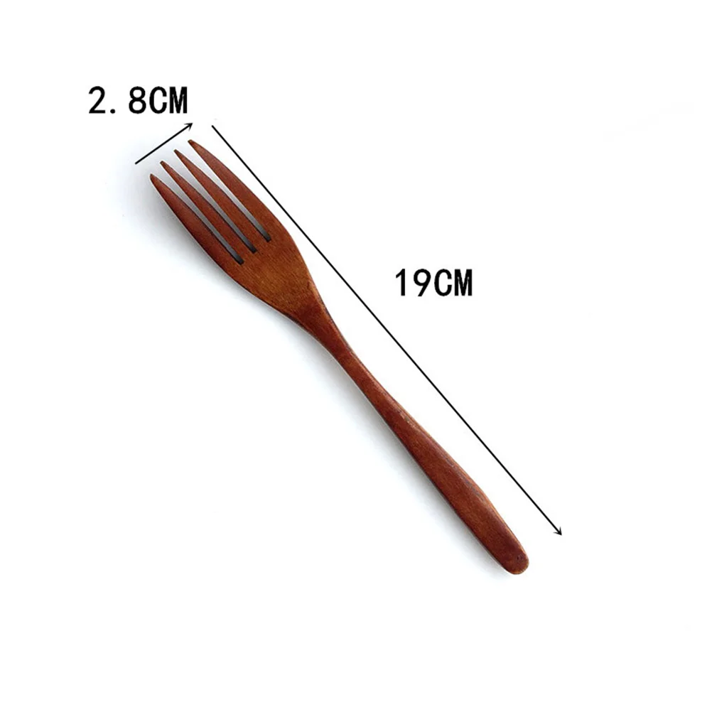 

5pcs Four Tooth Wooden Fruit Fork Kitchen Wood Fork Lightweight Portable Dishwasher Safe Use Dining Tableware Set