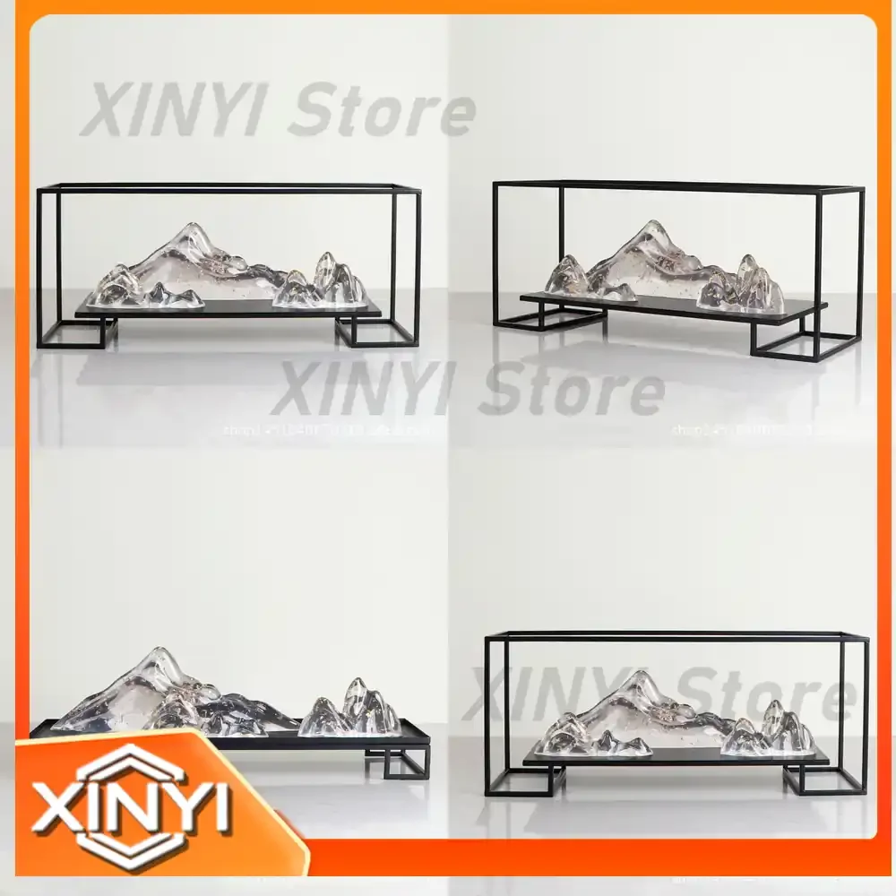 Modern Transparent Resin Rockery Console Table Decor for Lobby Entrance Sample Room New Chinese Style Hotel Sales Office Desk