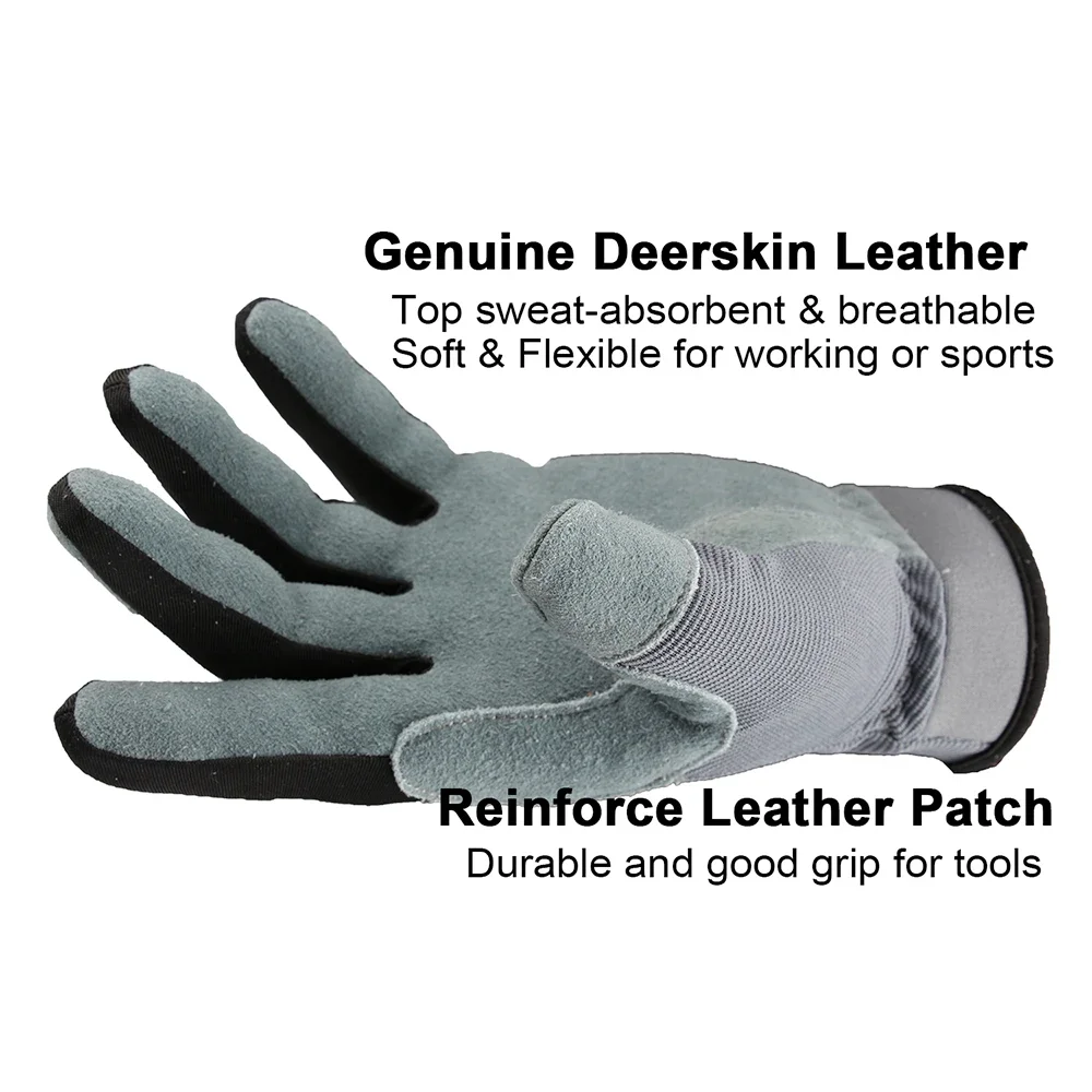 OZERO Gardening Work Gloves Women Deerskin Leather Touch Screen Garden Outdoor Sports Cycling Driving Breathable  Fitness Gloves