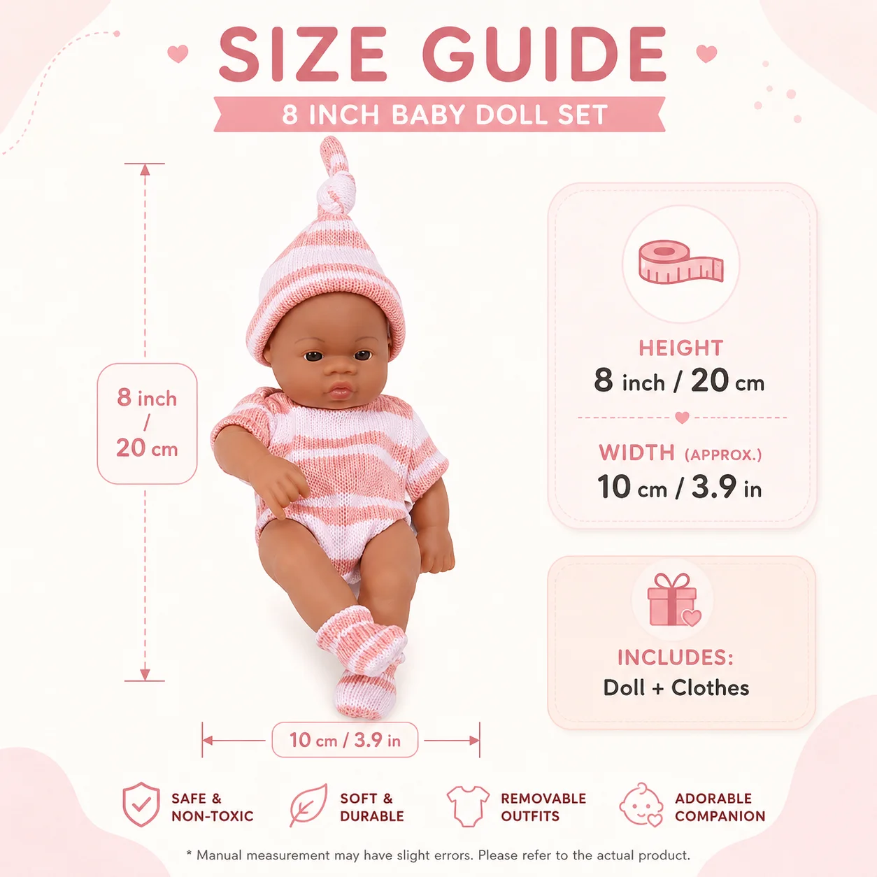 7.87Inch Black Reborn Dolls African Reborn Doll 20cm Cute Dolls Reborn Doll Toys Soft Touch High Quality Doll for Adults Gifts