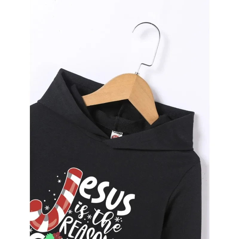 Hoodies Boys Christmas JESUS IS THE REASON FOR THE SEASON Letter Printed Cute Cozy Hoodies Warm And Stylish For Spring Fall Kids