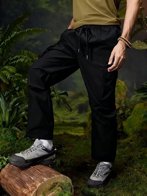 

2026 Amazon Summer New Men's Work Pants European and American Independent Station Drawstring Multi Pocket Casual Pants