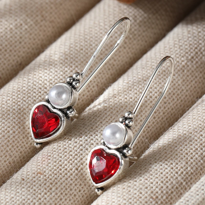 Funkelnde rote synthetische Zirkonia-Ohrringe im böhmischen Stil, Damenmode, Charme, Bankett, Festival, Schmuck, Accessoires, Geschenke