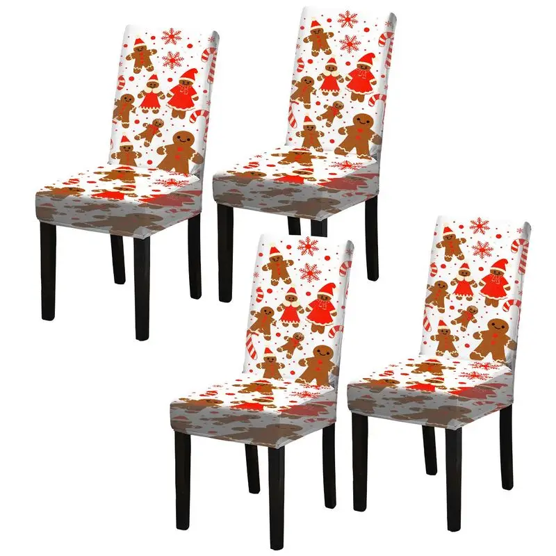 4/6 قطعة أغطية كراسي الطعام الزنجبيل رجل دمية نمط آلة قابل للغسل للإزالة غرفة المعيشة كرسي ديكور الغطاء الواقي