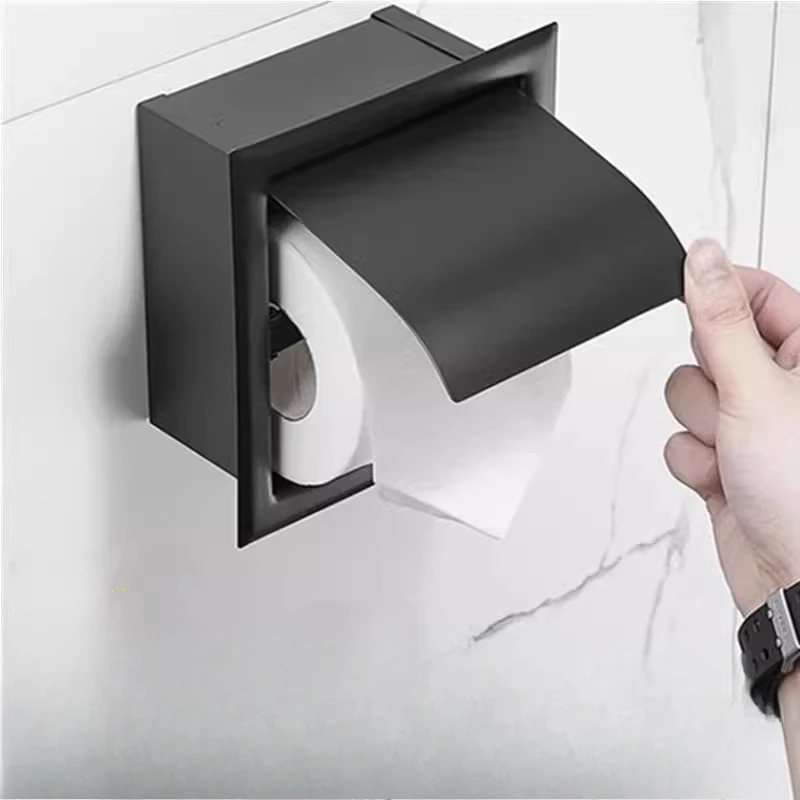 

Recessed Toilet Paper Holder,Stainless Steel Wall-Mounted Tissue Dispenser for Bathroom,Space-Saving Flush-Mount for Small Space