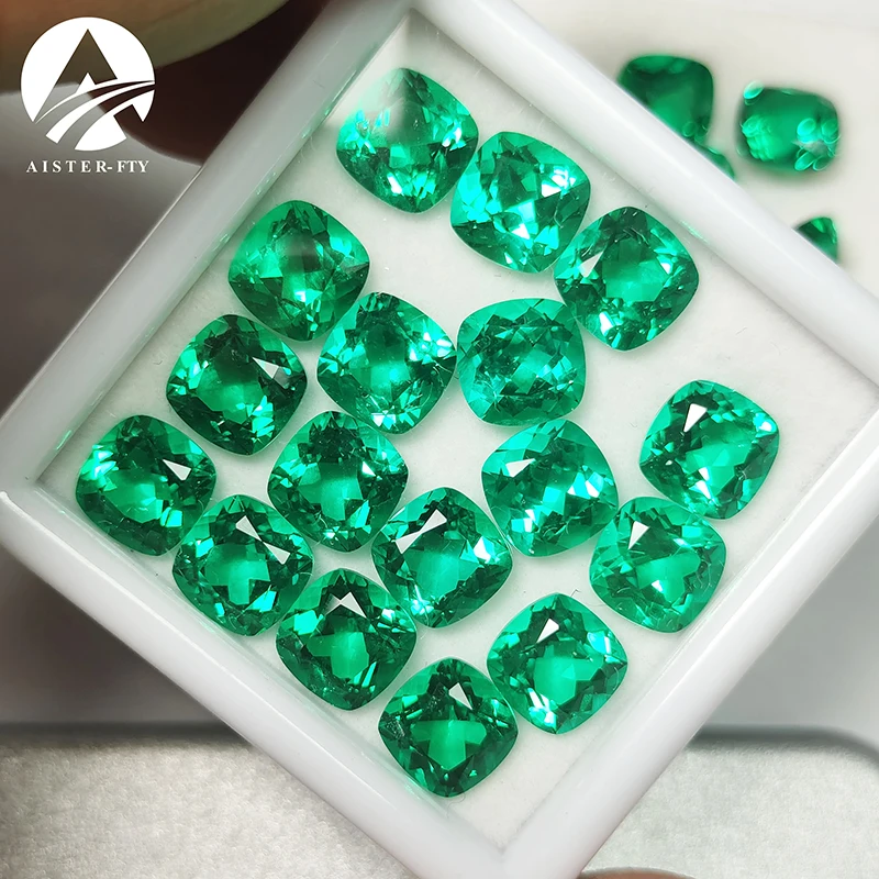 Hydrothermal SQ Cushion Cut Columbia Lab Grown Emerald Gemstone Synthetic Emerald Stone With AGL Certificate