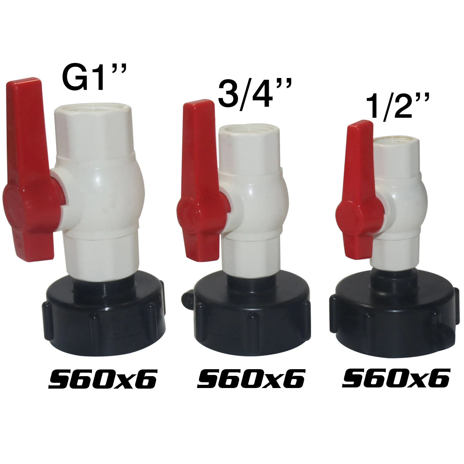 IBC S60*6 Water tank Ball valve G1 3/4'' 1/2'' PVC Material Garden Water Pipe Fittings Valve Switch Connection Adapter faucet