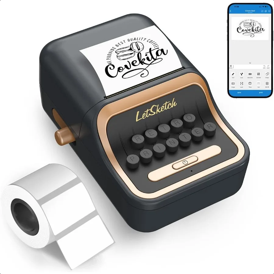 

Wirel Mini Retro Label Maker hine with TapeBluetooth Portable Thermal Sticker Printer for Phone Small Busin Addr Logo Qr Code F