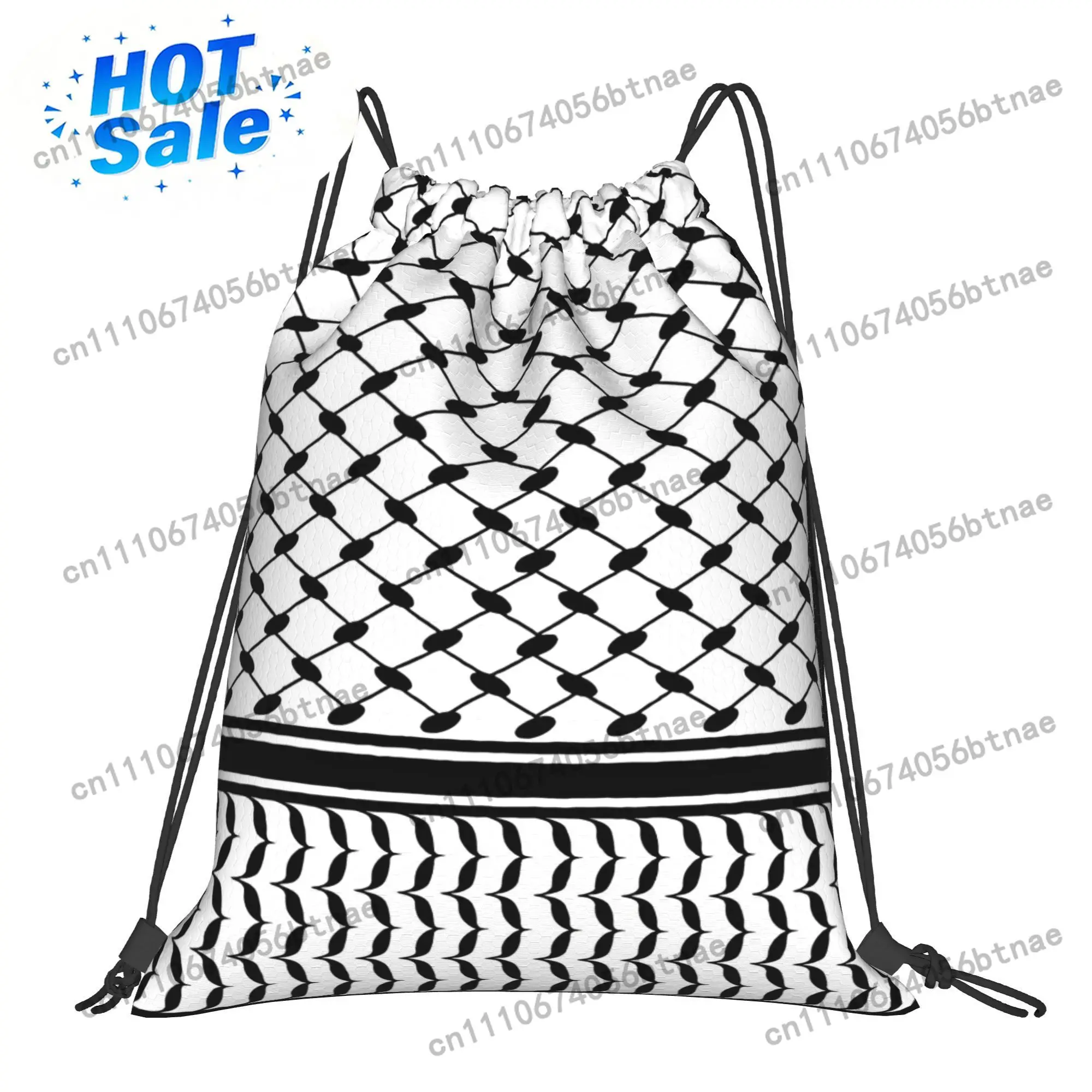 Kufiya Middle Eatern Pattern Drawstring Bag Lightweight Gym Outdoor Sports Fitness Daily Use Travel Gift Idea