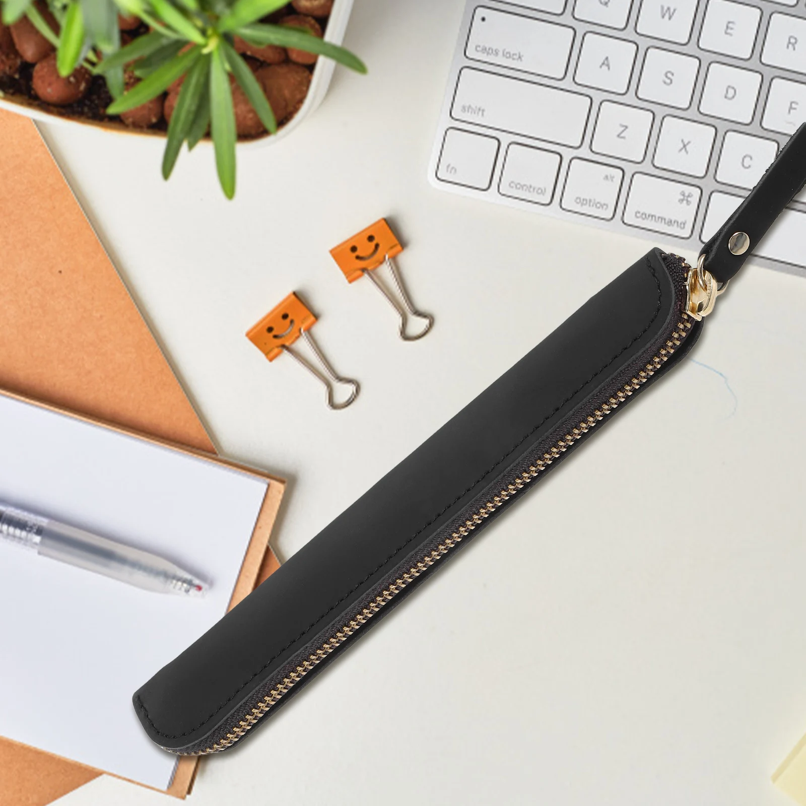 

Retro Pen Case Holder Pouch Zippered Single Organizer Portable For Business Office College Use Fountain