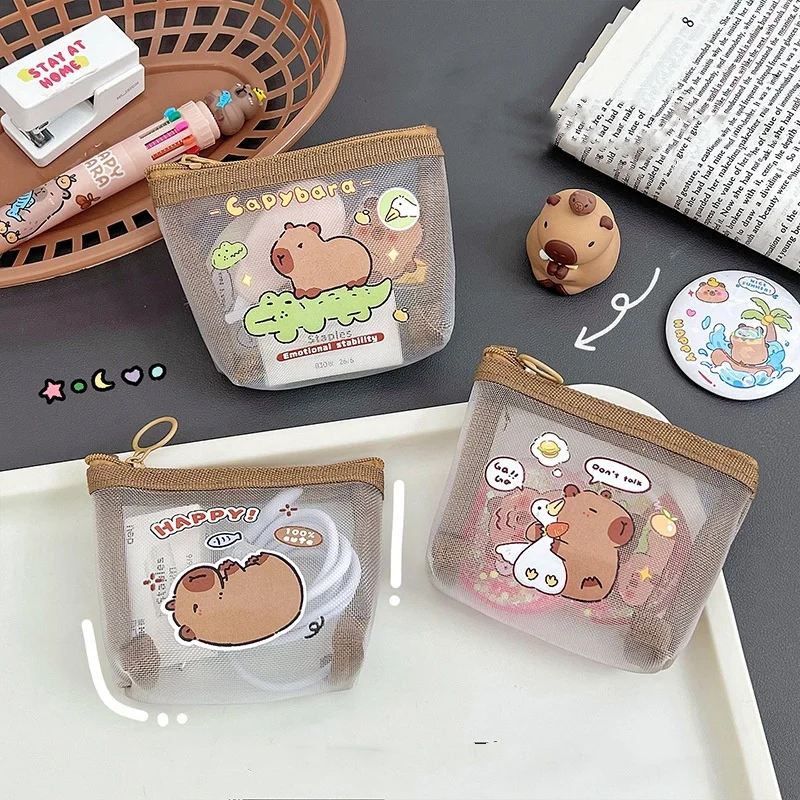 30 pcs/lot Mini Capybara Pencil Case Kawaii Coin Purse Pencil Case Pencil Box Stationery Pouch Pen Bag Office School Supplies