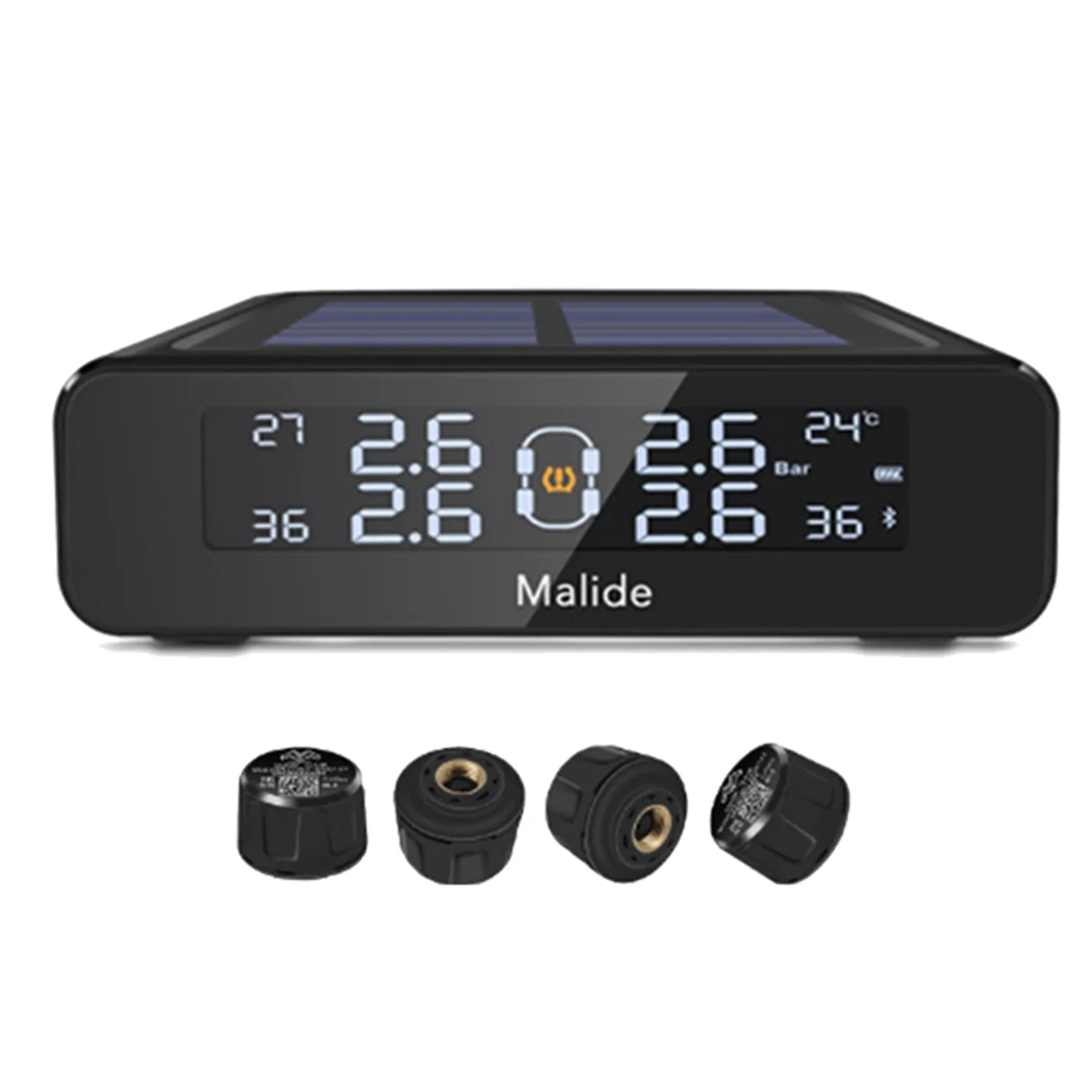 MALIDE Car Solar TPMS Tire Pressure Monitor External Tire Pressure Sensor Smart Tire Pressure Alarm Monitoring System