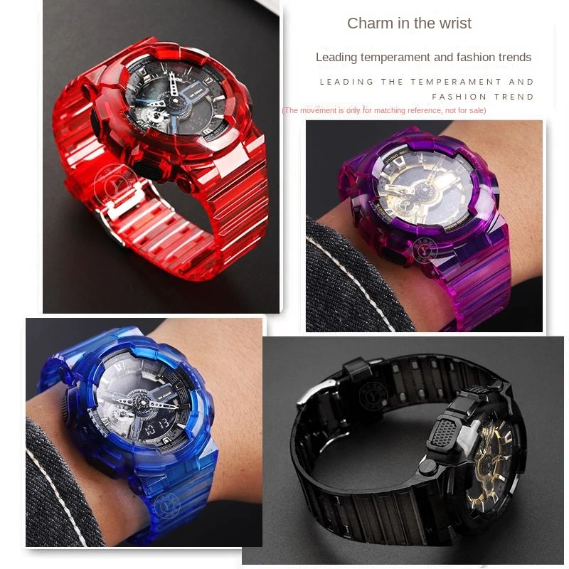 Silicone Watch Case Strap for Casio Watchband Bezel GA-100 GA-110/120/140 GD-100/110/120 5081 5229 Transparent TPU Accessories