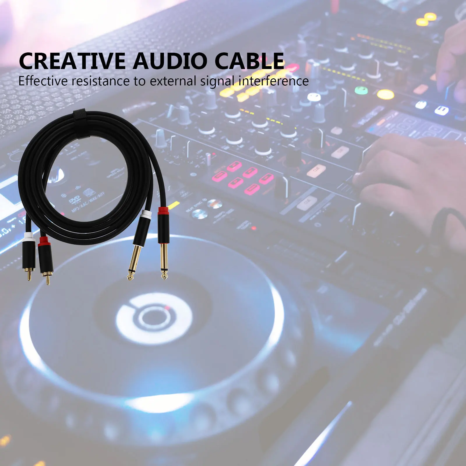 

2pcs Audio Cable Black Aluminum Alloy Shell Anti-Interference For Mixer Amplifier Recorder Speaker Equipment Wire