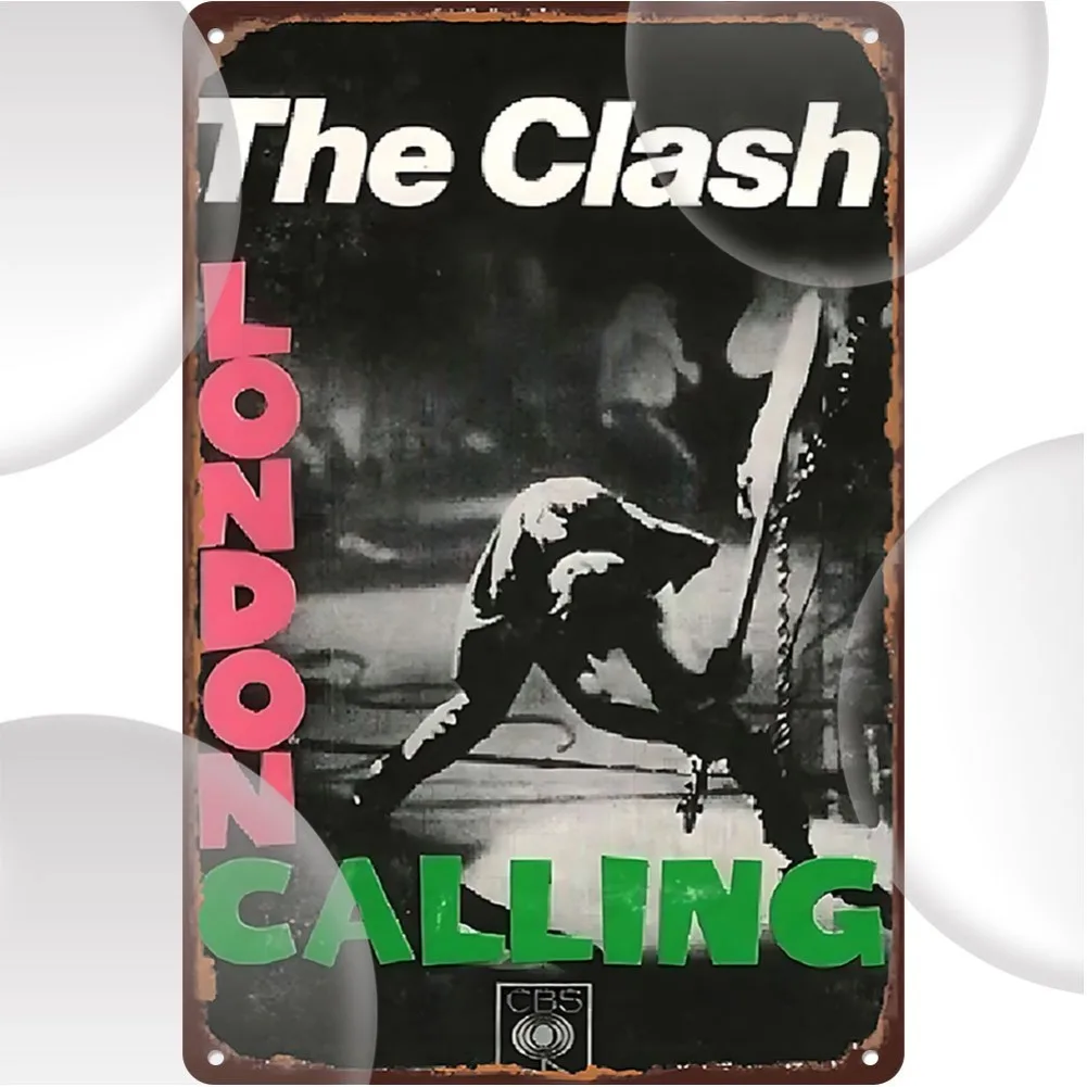 1 Stück 20,3 x 30,5 cm „The Clash London Calling“, Vintage-Metallblechschild – Retro-Punk-Rock-Wandkunst, Man Cave Bar-Dekoration, Fan-Geschenk