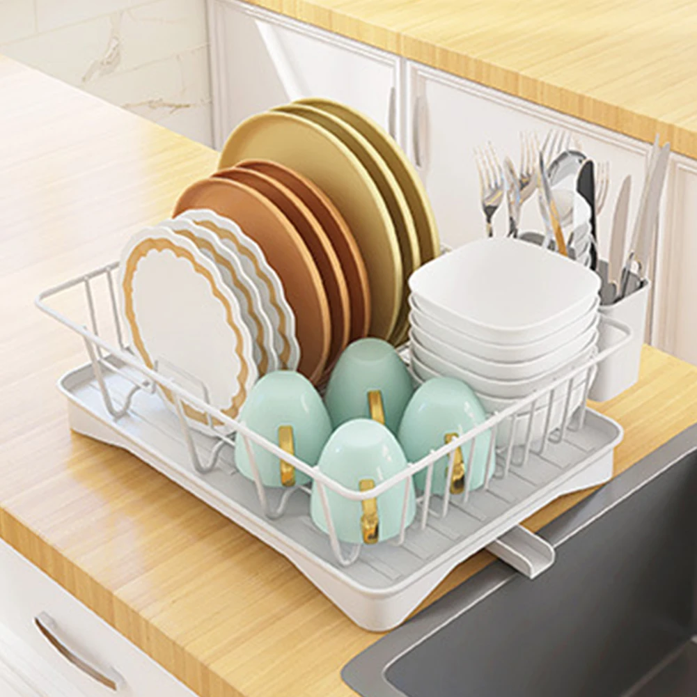 Double-layer Large Capacity Bowl Drying Rack Drain Basket Saving Space Stainless Steel with Wine Glass Holder for Cup Bowl Plate