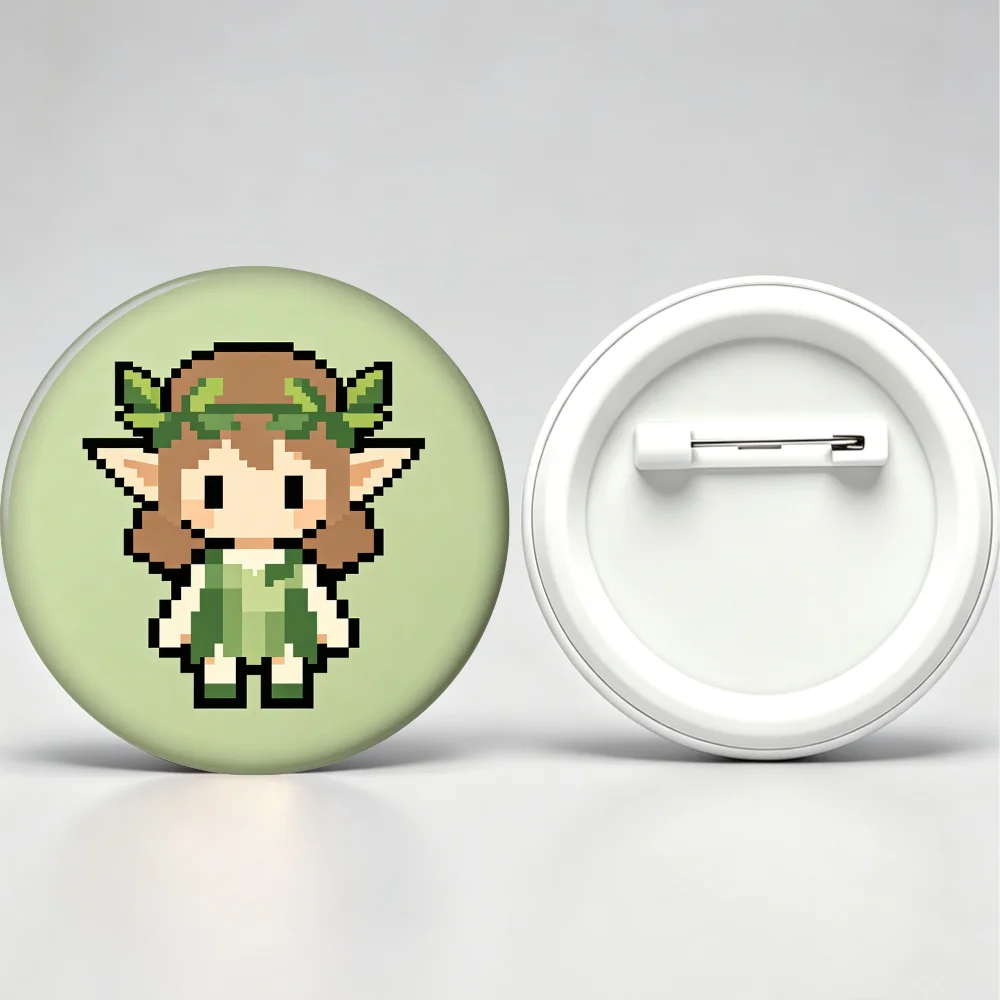 Anime Pins Lapel Pin, Cute Green Pixel Elf Character Badge, Trendy Collectible Brooch Jewelry Gift
