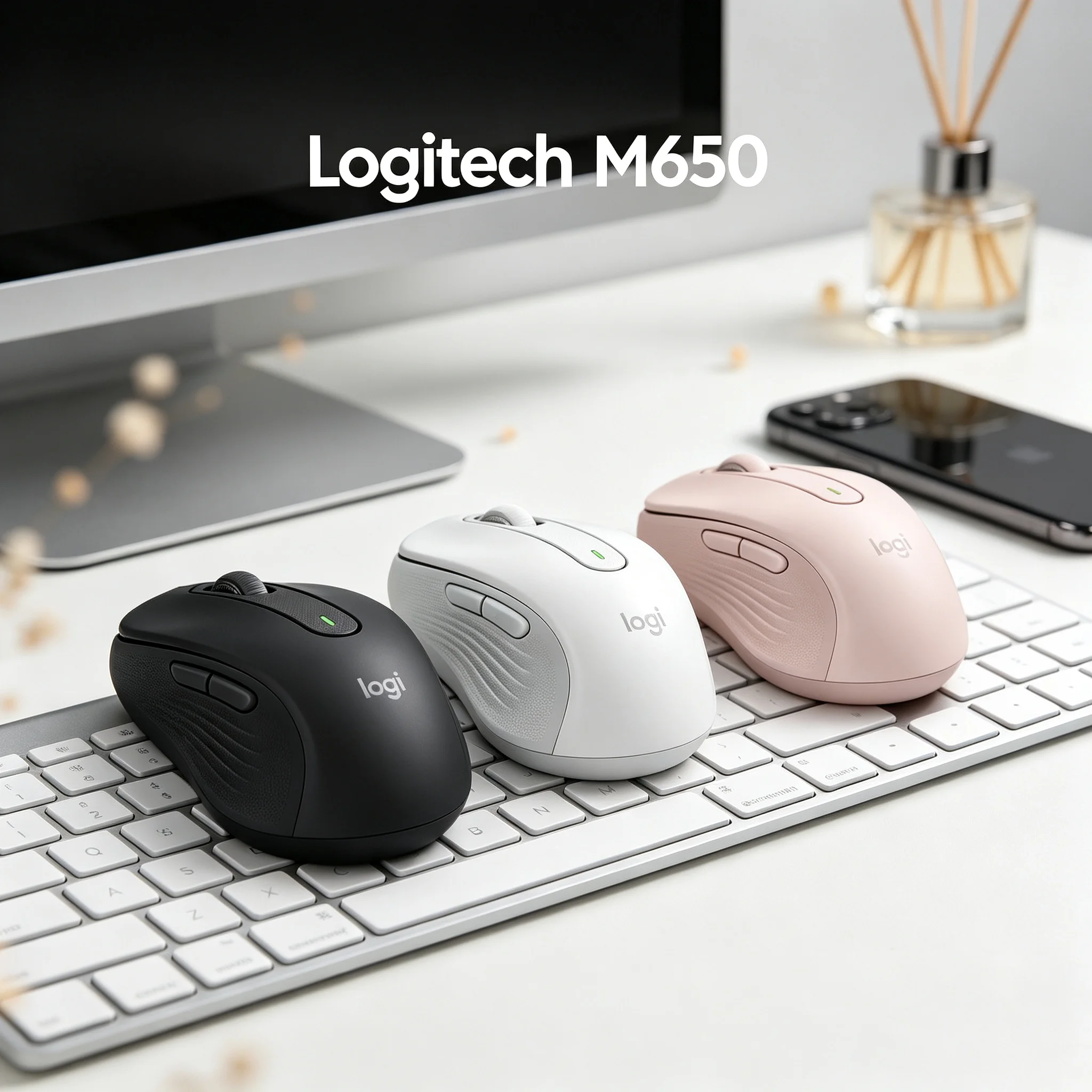 Logitech M650 Signature Wireless Mouse 5 Programmable Custom Buttons Adjustable 4000DPI Silent Click Technology Recycled Plastic
