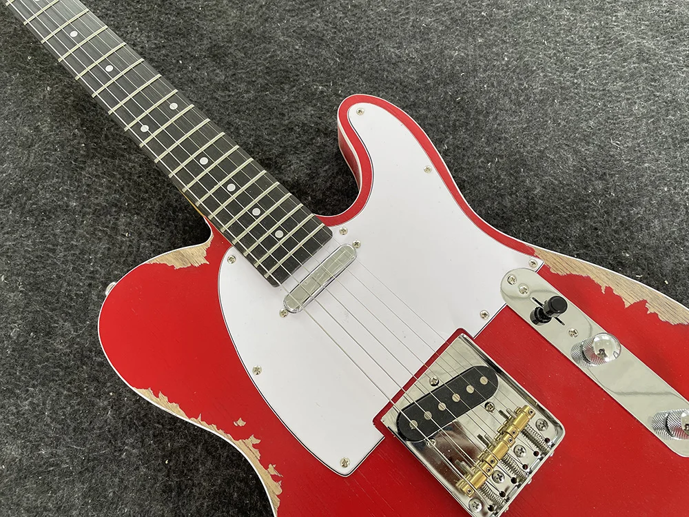 Electric Guitar with Heavy Relics,MAHOGANY body, RED paint, hand-made surface, free delivery