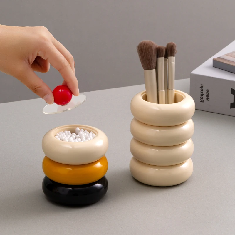 【EpeiusHome】 Nordic Color Cotton Swab Storage Can Desktop Pen Conner Cosmetic Brush Dressing Table Finishing