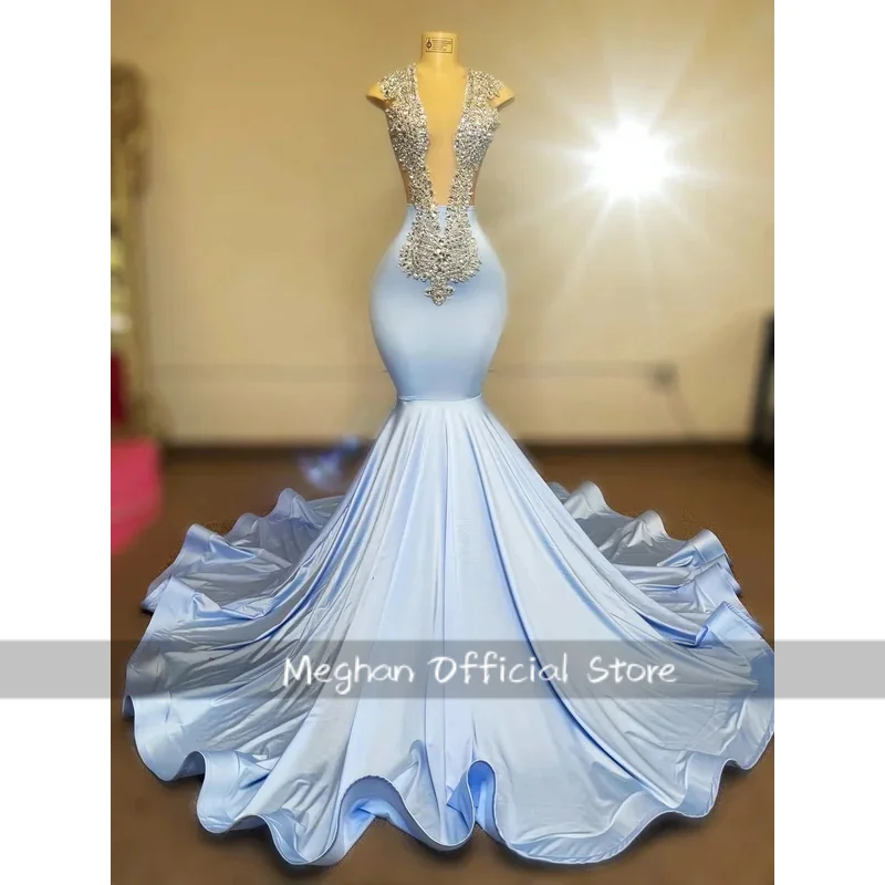 Limettengrüne afroamerikanische Ballkleider für schwarze Mädchen, Meerjungfrau, durchsichtige Kristalle, elegante Robe De Soiree, Abendkleid, individuell gestaltet