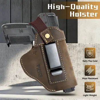 2025 IWB/OWB Leather Holster for Glock 17/19/23/26/42/43X, Taurus G2/G2C/G3C, Concealed Carry Gun for Most Size Pistols Compact