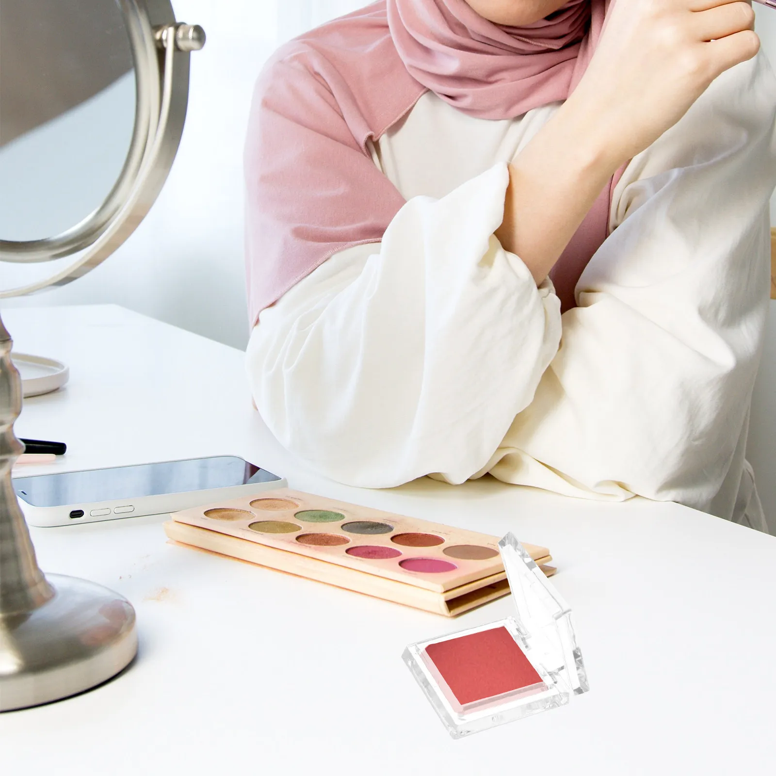 4 Stuks Lege Make-up Paletten Vierkante Oogschaduw Pannen Reisvriendelijke Containers voor Lippenbalsem Crème Hervulbare Compacte Verpakking