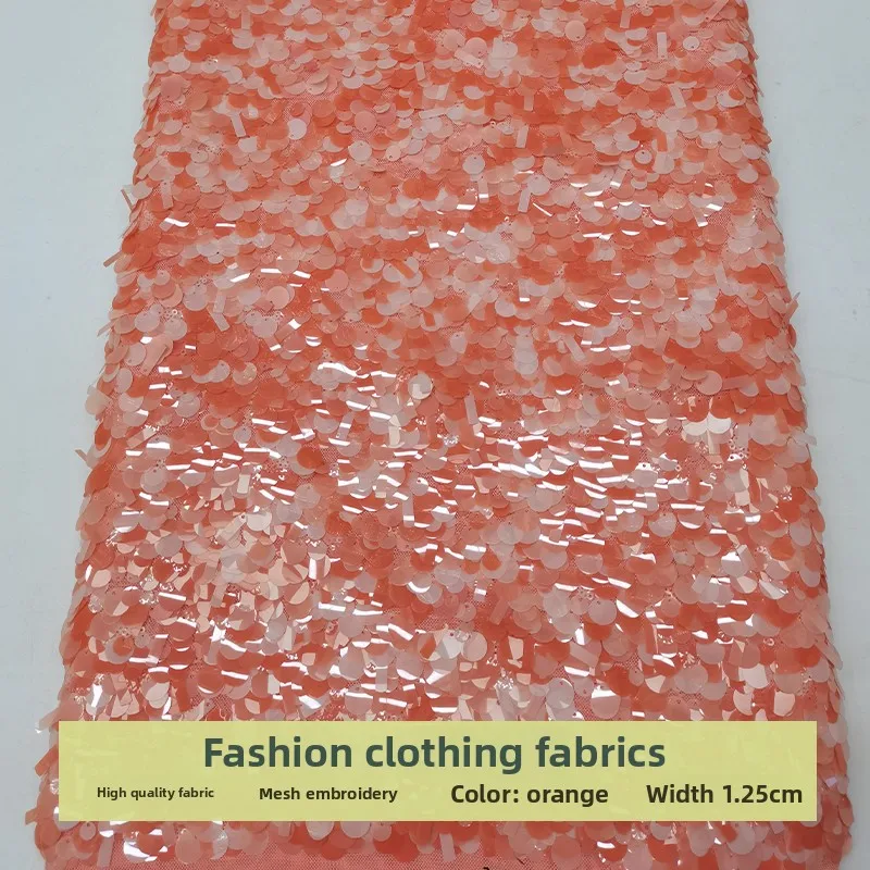 

Mesh Bead Sequin Embroidery Fabric for Dress Childrens Clothing Cheongsam Design Cloth Diy By The Yard Sewing Material
