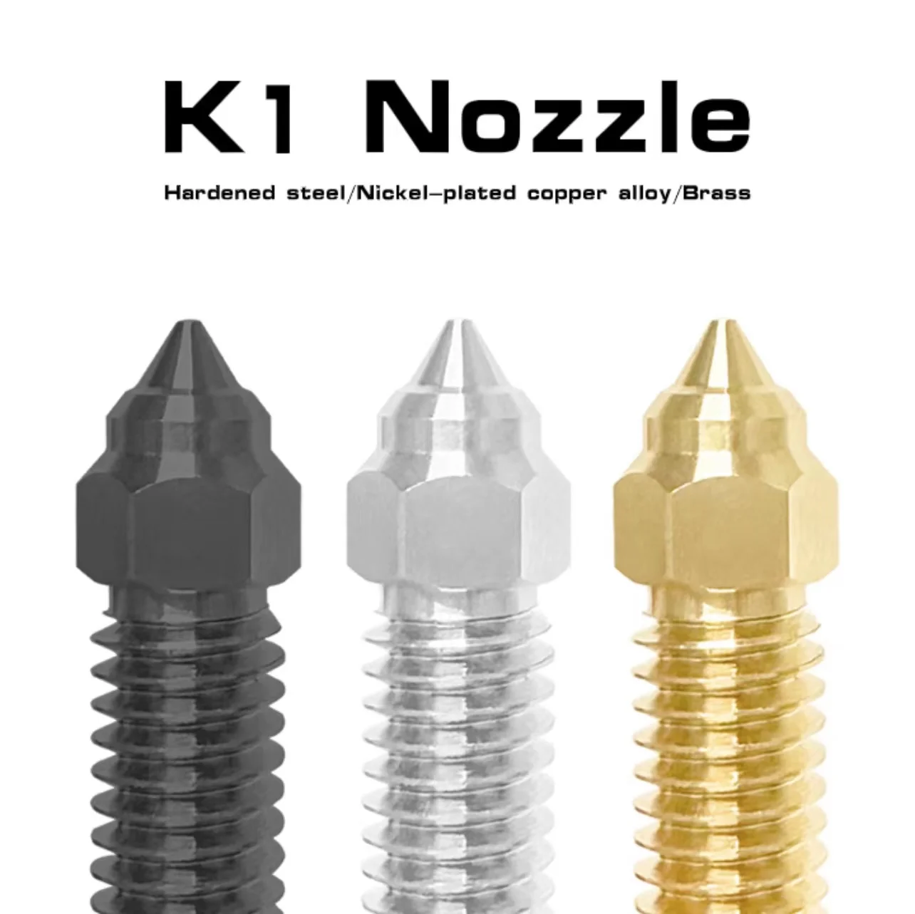 4PCS 3D Printer CREALITY K1 High Speed Nozzle 0.2 0.4 0.6 0.8 1.0mm Brass Copper Alloy Hardened steel Nozzle