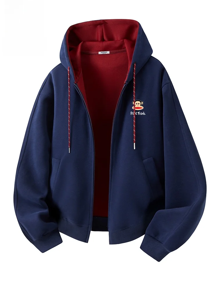 

PaulFrank Monkey Hooded Long Sve Casual Sweatirt Men's Loose Open Cardigan Jaet Autumn Season Color Blo Comfortable ...