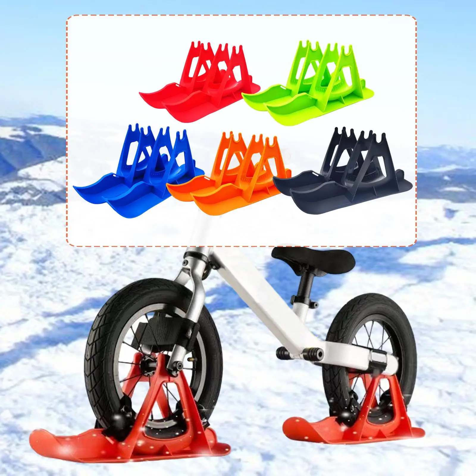 Sport Snow Ski Set Plastic Resin Sledge Board Conversion Accessories for Children’s Bikes Golf Push Carts Snow Fun