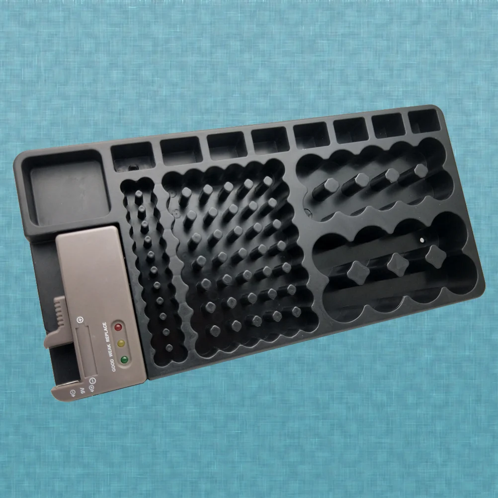 

Removable Tester Organizer Storage Box Case Holder Slot Rack with for 98 PCS AA AAA 9V Type (Black)