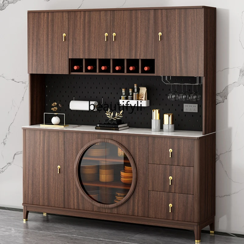 

Solid Wood New Chinese Style Sideboard Wine Cabinet Integrated Wall High Cabinet Household Cupboard Storage Cabinet