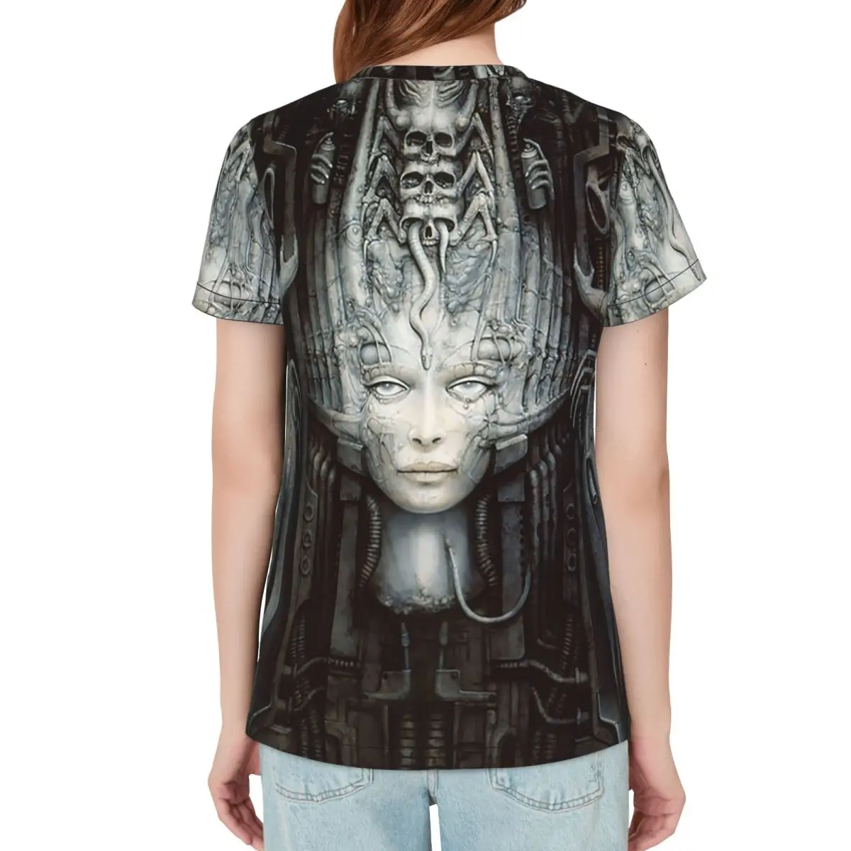 Hr Giger - Li - Painting T-Shirt Women Short Sleeve T Shirts Round Neck Clothing Cotton Summer Tees Streetwear